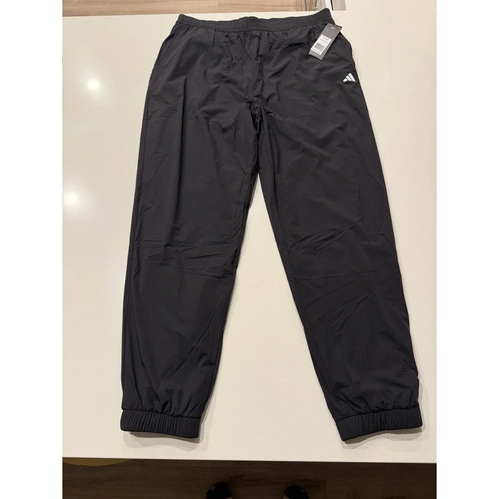 Adidas Mens Fleece Lined Wind Pant Joggers Black ADVR0995 Large NWT